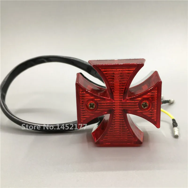 

Yecnecty 1PC Universal Red Motorcycle Tail Light ABS LED Mini Motorbike Maltese Cross Rear Lamp Brake Indicator For KTM Kawasaki