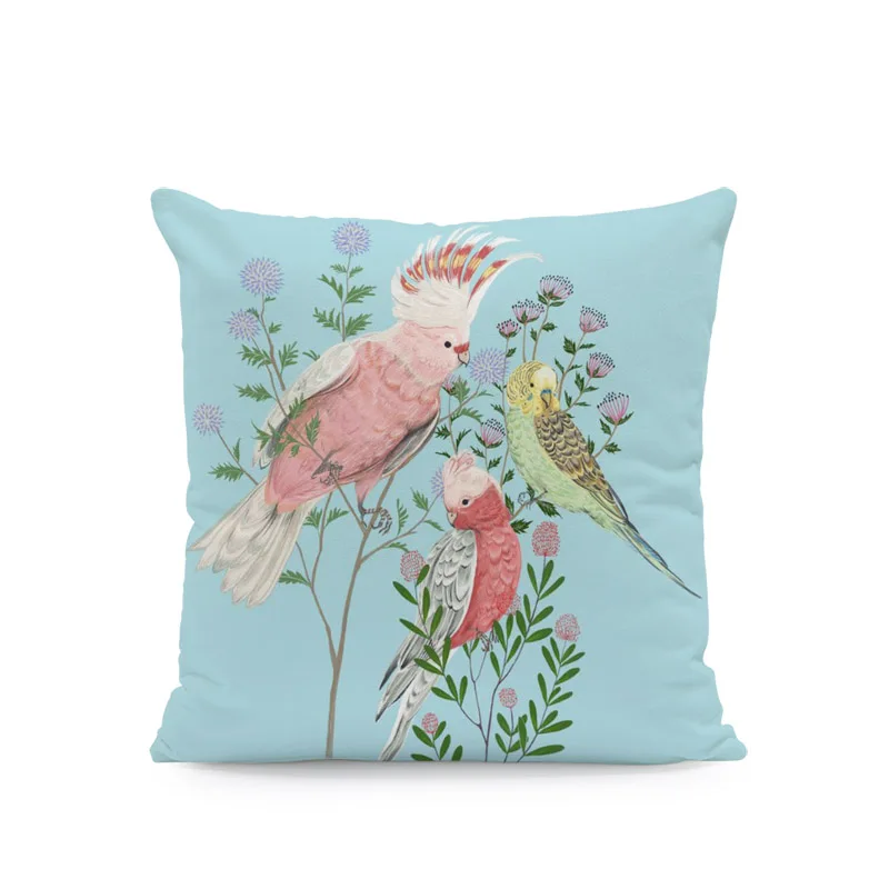 Красивая розовая Подушка с изображением попугая Жасмин Хризантема красная птица основная подушка 45 см персиковая кожа Декор Гостиная
