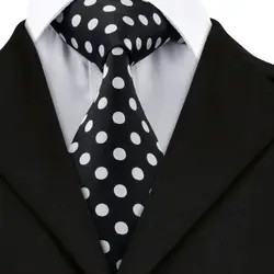 DN-1190 Модные мужские галстуки черные белый горошек Шелковый жаккардовый галстук формальный свадебный вечерний для жениха галстук для