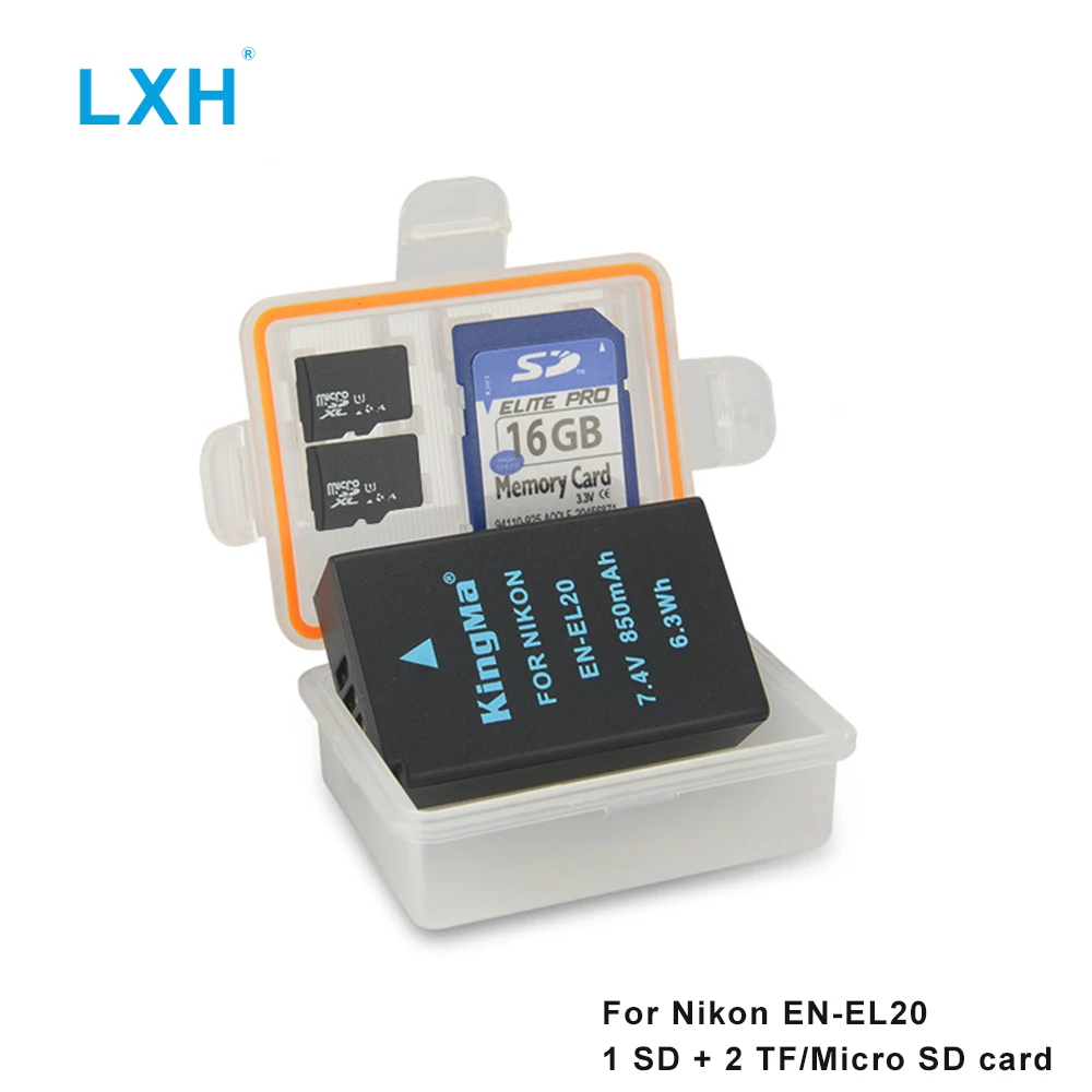 

LXH Camera Battery Case Waterproof SD TF MSD Card Storage Box For Nikon EN-EL20 Battery For Nikon J1 J2 J3 J4 S1 COOLPIX A