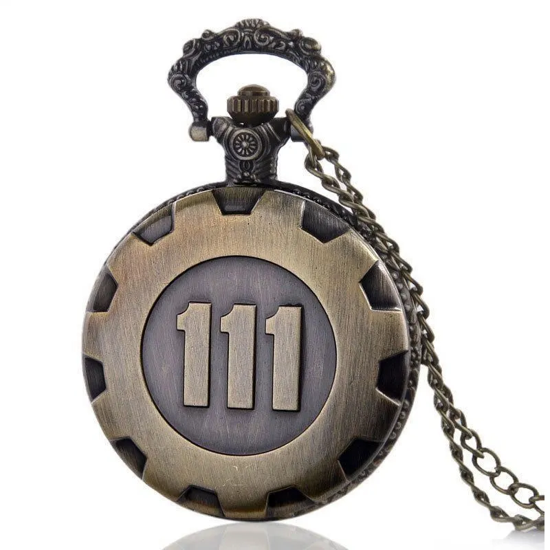 

Bronze Pocket Watch Fallout 4 Vault 111 Electronic Games Necklace Chain Pendant