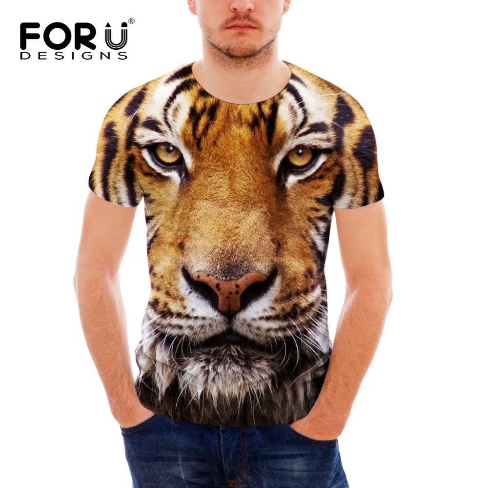 Крутая футболка FORUDESIGNS с тигром для мужчин 3D животным леопардовая летние мужские
