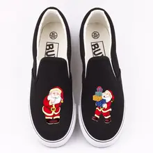 E-LOV; Рождественская дизайнерская холщовая обувь; слипоны с принтом Санта-Клауса; рождественские подарки с оленем; повседневные Лоферы для отдыха