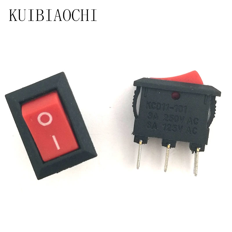 

A20 20pcs/lot Mini Boat Rocker Switch 3A 250V AC SPDT Snap in ON-OFF 3 pin 10*15mm red switches