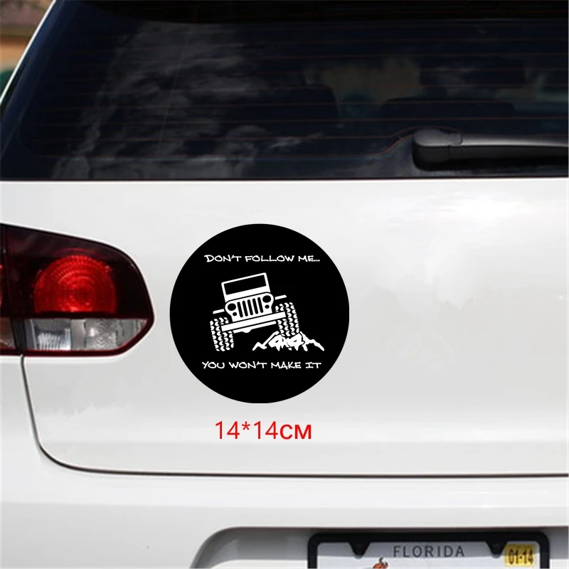 Tri mishki WCS208 14x14 см не следуй за мной вы сделаете это 4x4 SUV забавная наклейка для