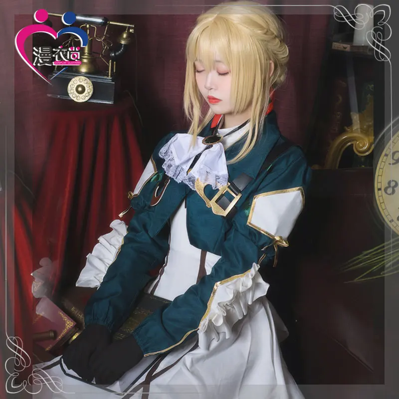 

Violet Evergarden Cosplay Costume Anime Cosplay Violet Evergarden Costume for Women Halloween ( Top + Dress + Gloves )