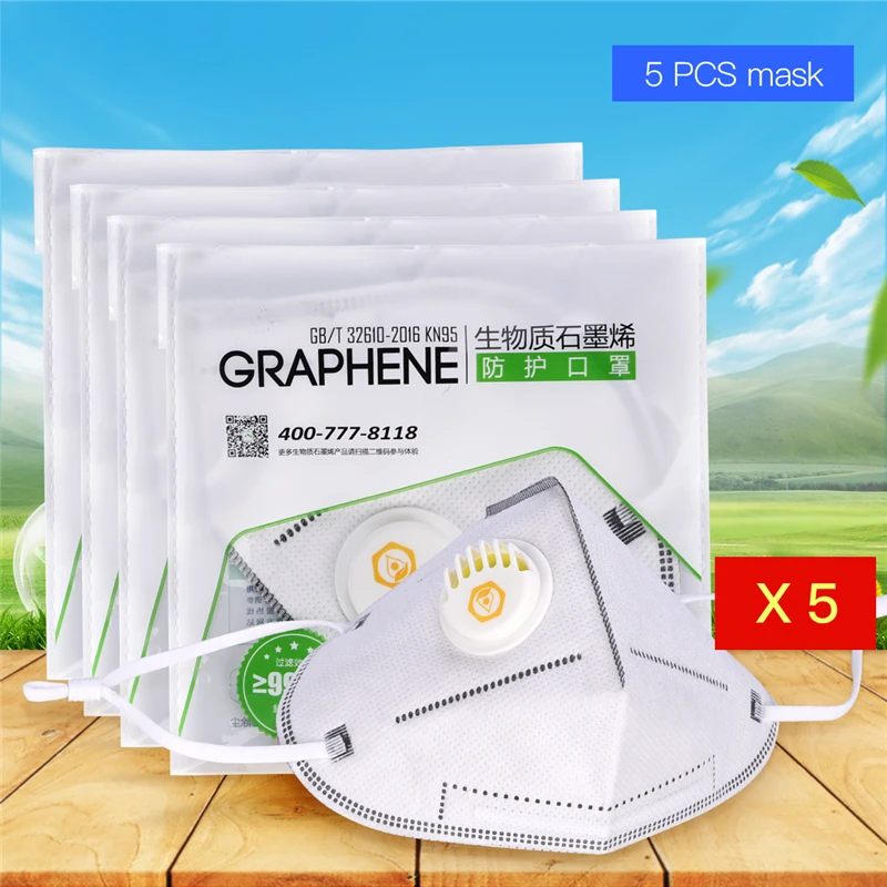 

5Pcs Folding Nonwoven Dust Proof Mouth Mask Acticarbon Filter Breathing Valve Adult Cover Pollution Industrial Labor Protection