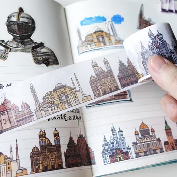 

4cm Castle Building Decorative Pattern Washi Tape Adhesive Tape DIY Scrapbooking Sticker Label Craft Masking Tape