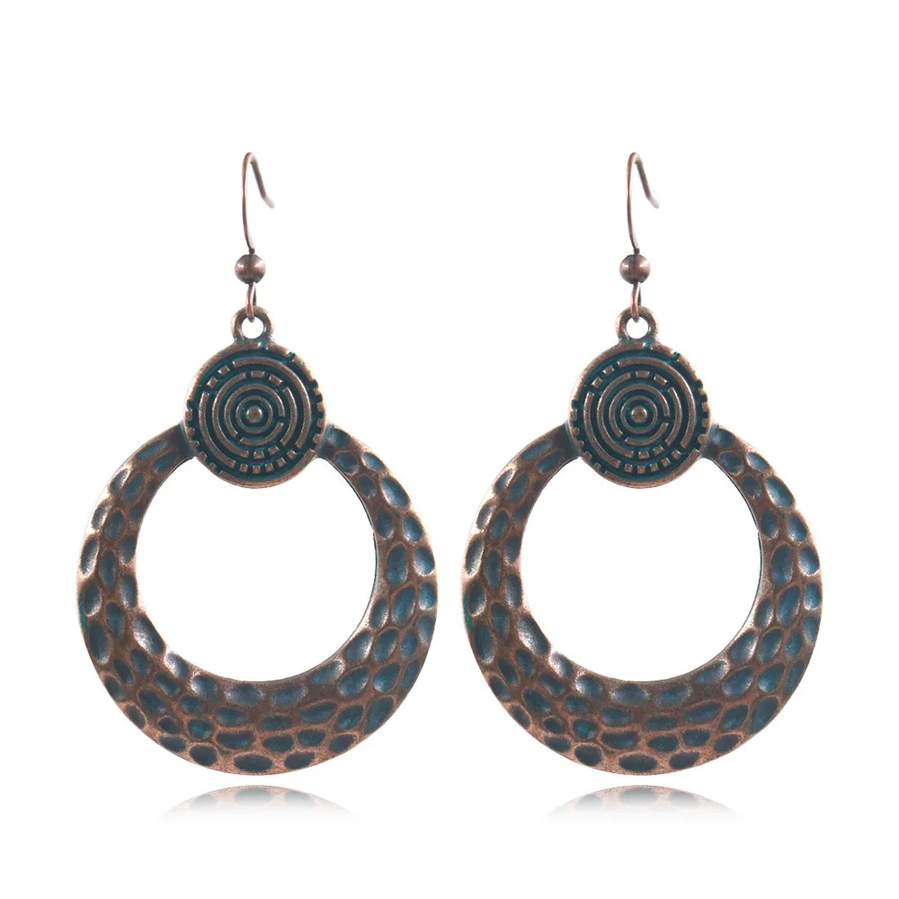

Vintage Antique Gold/Silver Color Metal Round Drop Bohemian Bohe Earrings Jewelry for Women Girls