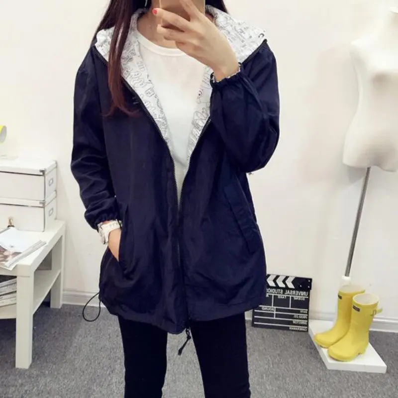 Plus Size Two Side Wear Autumn Women Fashion Jacket Coat