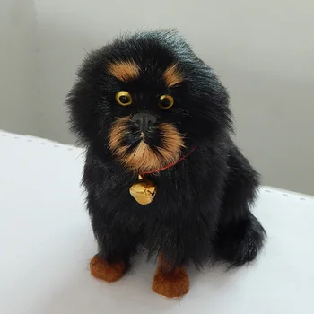 

about 13x11cm black Tibetan mastiff model ,polyethylene&furs handicraft Figurines&Miniatures home decoration toy gift a2900