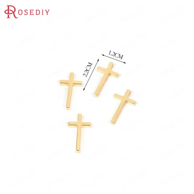 23mm*12mm Elegantes señoras 9ct 2 Color Dorado Cruz Colgante