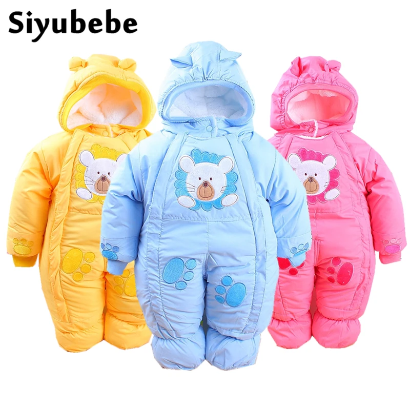  HOT Baby romper  thickened long sleeved Cartoon connection  soft clothes to climb the baby winter