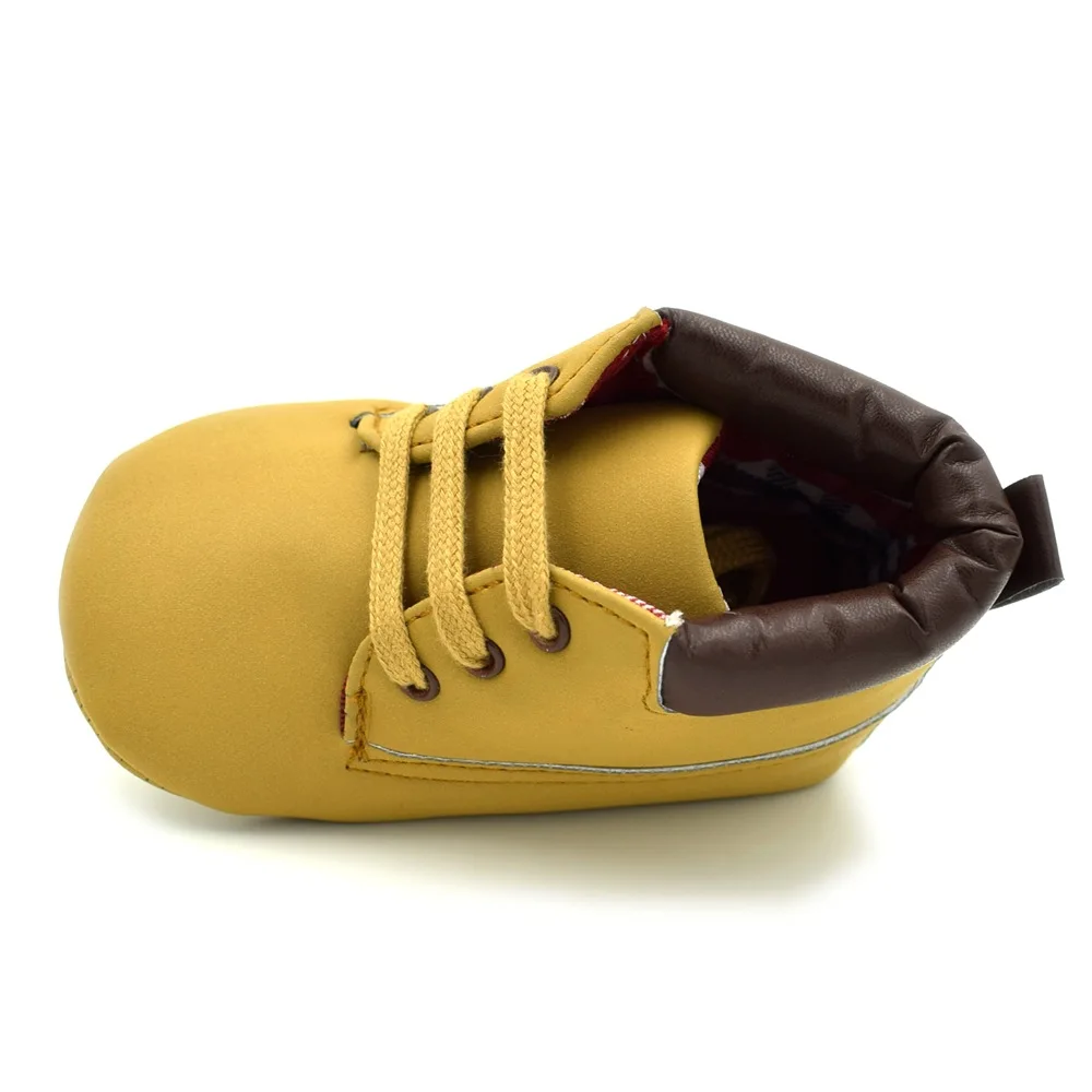 Мода новорожденных желтый для загрузки младенческой Одежда для малышей Мягкие Мокасины moccs Обувь Сапоги и ботинки для девочек Демисезонный мягкой подошве противоскользящие Сапоги и ботинки для девочек