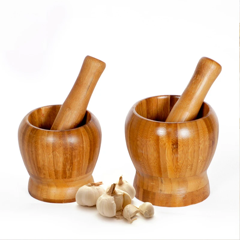 Buy Kitchen Bamboo Garlic Pot Salt And Pepper Grinder