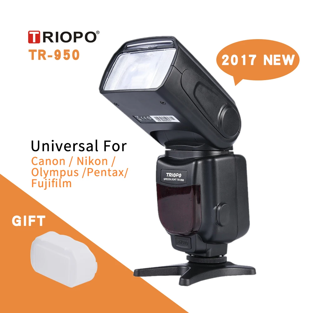 Online Neue Triopo TR 950 Flash Licht Speedlite Universal Für Fujifilm Olympus Nikon Canon 650D 550D 450D 1100D 60D 7D 5D Kameras