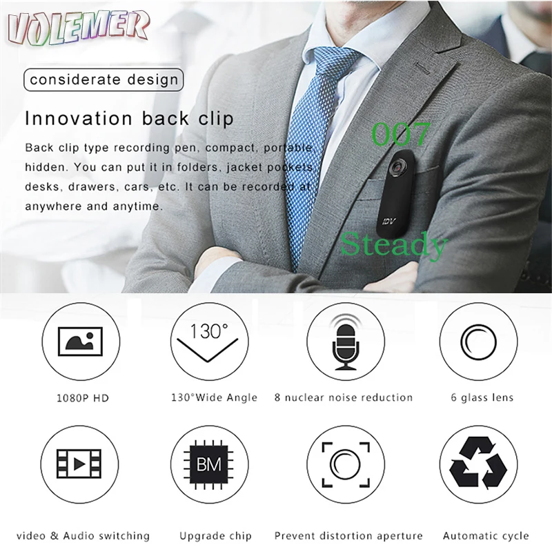

Volemer New IDV007 Mini Camera DV Loop Video Voice Recorder HD 1080P 12MP 130 Degree Wide Angle Motion Detector Mini Camcorder