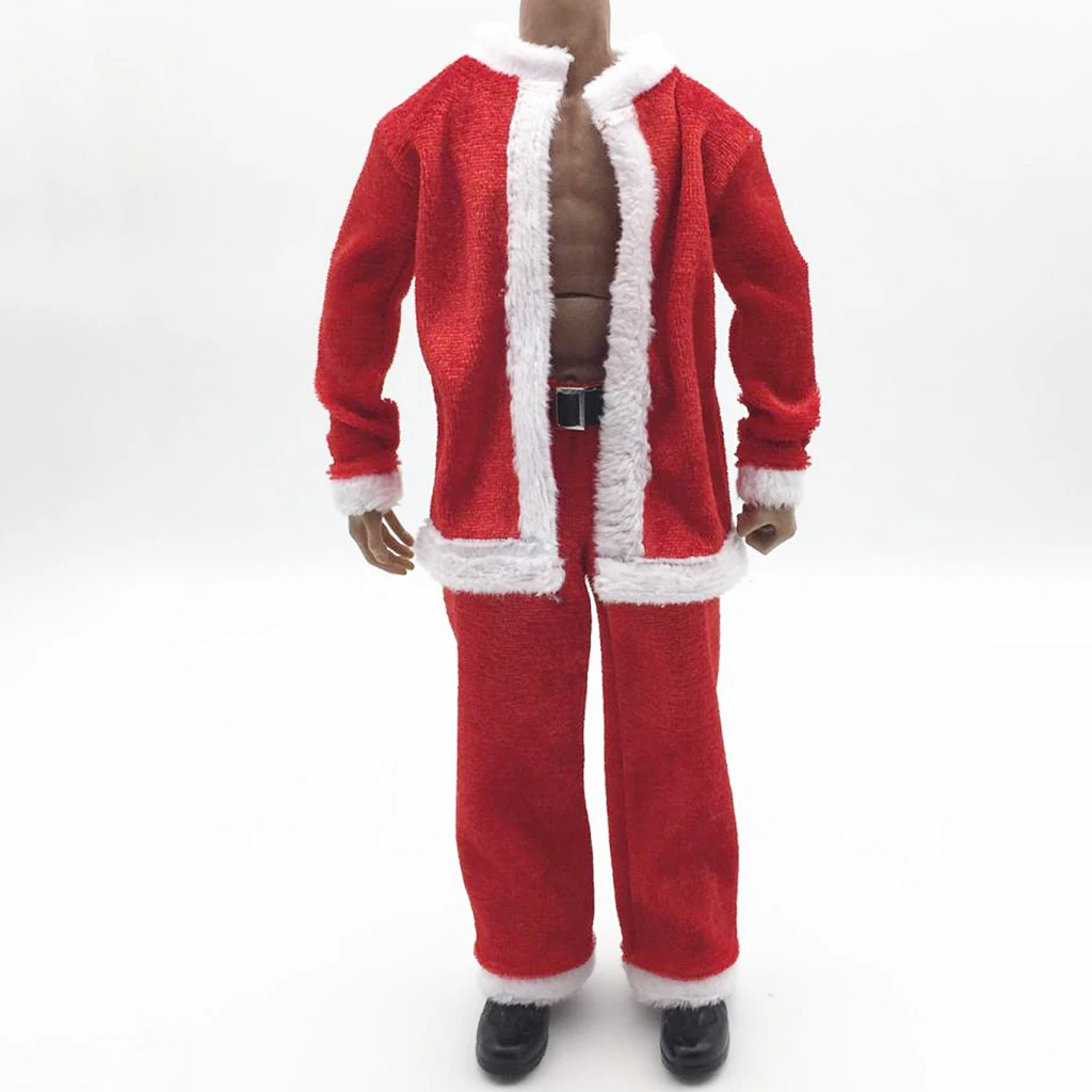 1:6 Scale Christmas Clothes Costume Set &Hat Santa Claus Cap for 12inch Action Figure Doll Toy Accessories