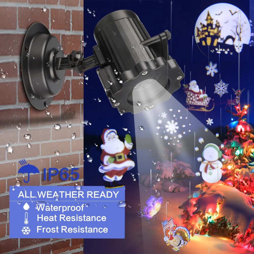 

Christmas Light Laser Projector Animation Effect Indoor/Outdoor Halloween Projector 12 Patterns Snowflake/Snowman Laser Light