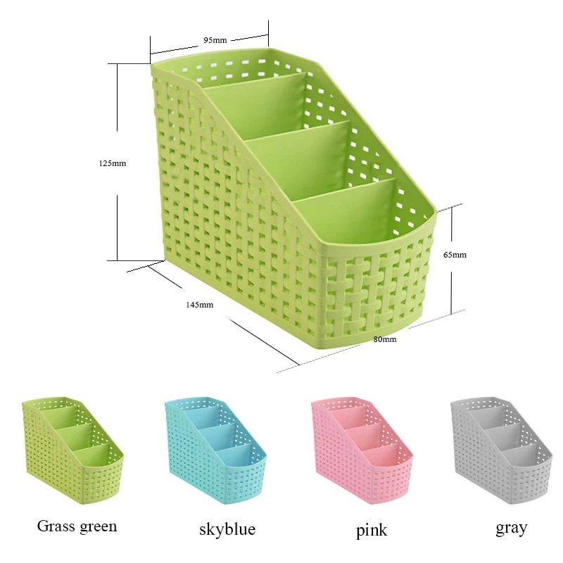 Пластиковый Настольный ящик для хранения, настольный 4 Сетчатый Чехол, многофункциональный органайзер, подставка для карандашей, кистей, кухонные принадлежности для учебы