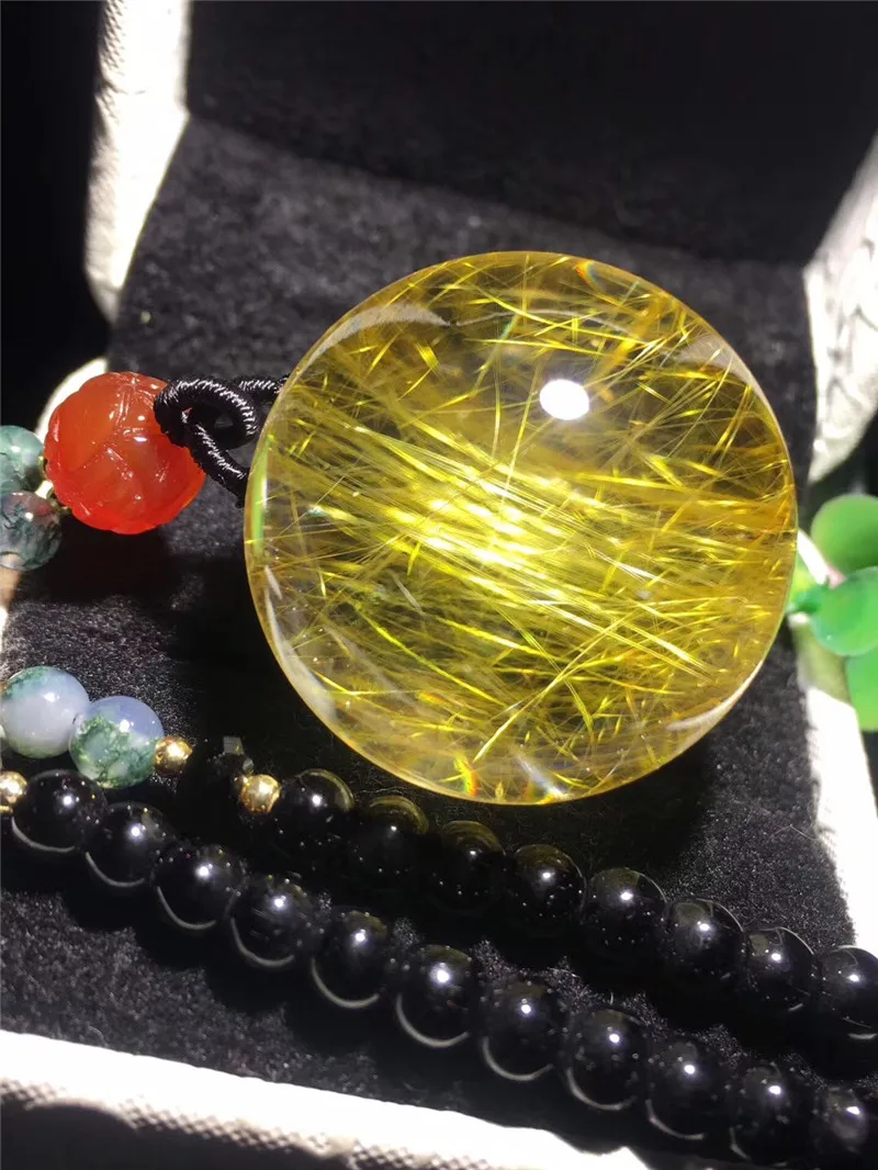 Natural Gold Rutilated Quartz Titanium Pendant (2)