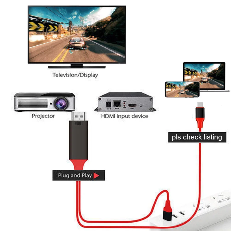 2 м тип C HDMI кабель телефон подключение к ТВ адаптер HD ТВ экран поделиться Ссылка для MacBook Dell ASUS samsung S8 S9+ S10+ huawei P20 P30