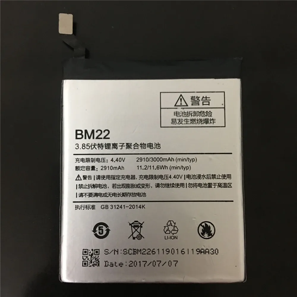 

For Xiaomi Mi5 BM22 Battery Replecement Large Capacity 2910mAh Li-ion Back-up Battery For Xiaomi Mi5 Smart Phone