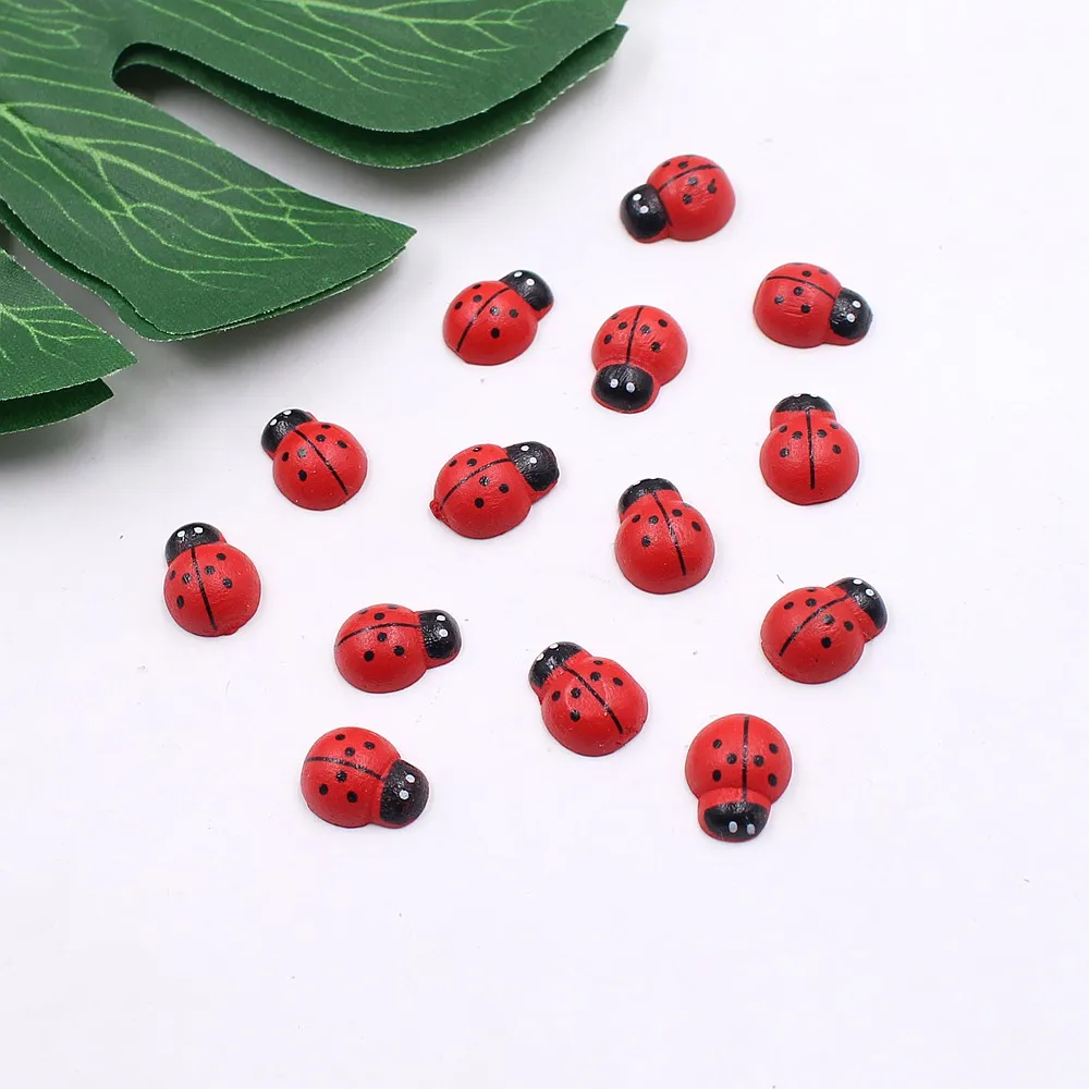 

10pcs wooden simulation beetle garden ornament simulation realistic ladybug mini panel landscape ladybug decoration craft