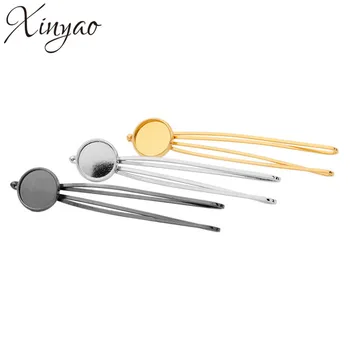 

10pcs/lot Copper 5colors Inner Size 12mm Photo Glass Cabochon Cameo Bezel Settings Blank Bang Hairpins Base Hair Clip Tray K0706