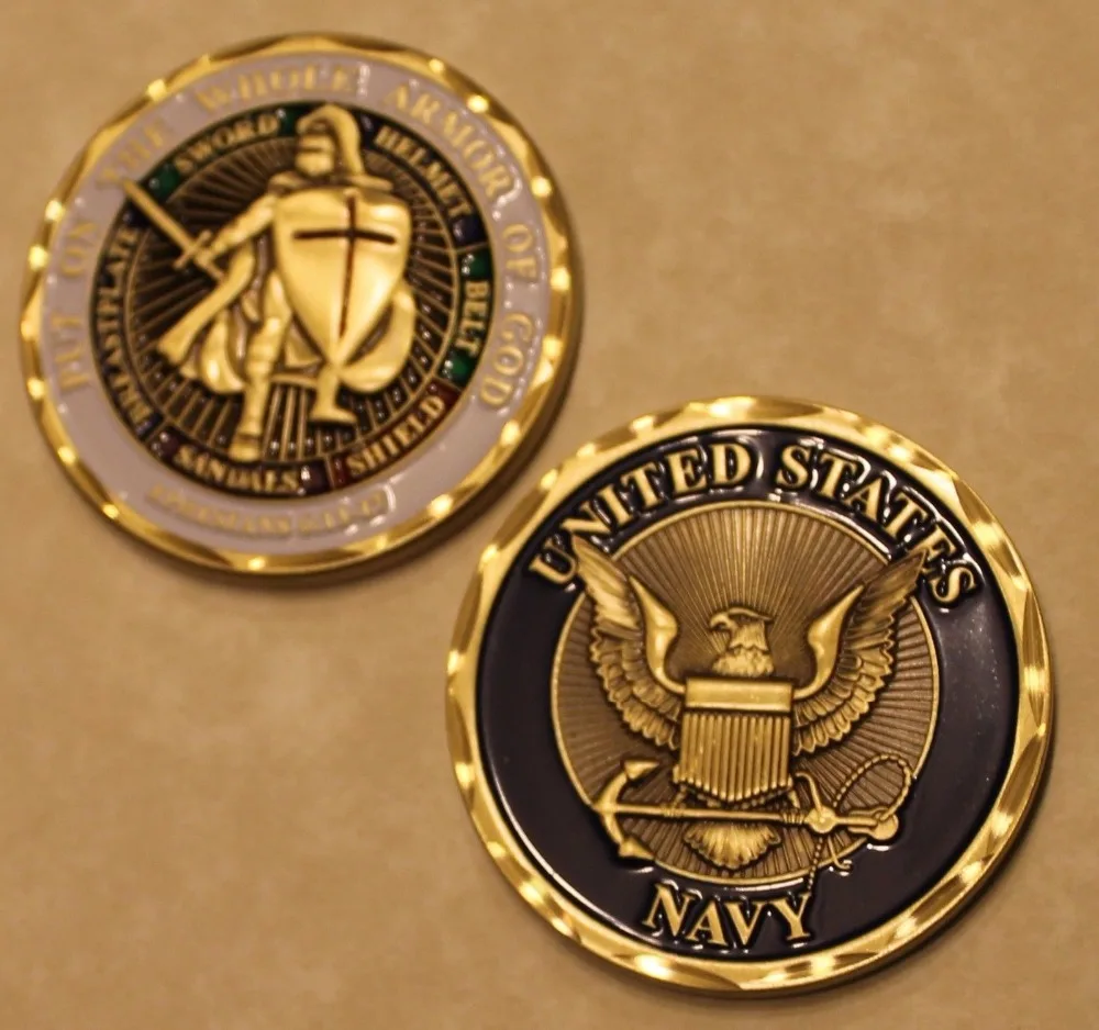 

Put On The Whole Armor Of God Ephesians 6:13-17 Navy Challenge Coin,Free Shipping