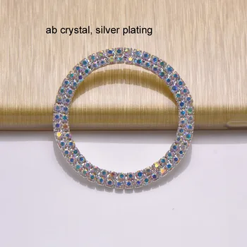

(M0173) 50mm diameter metal crystal embellishment ,double row,silver or gold plating, no bar in middle, all ab crystals