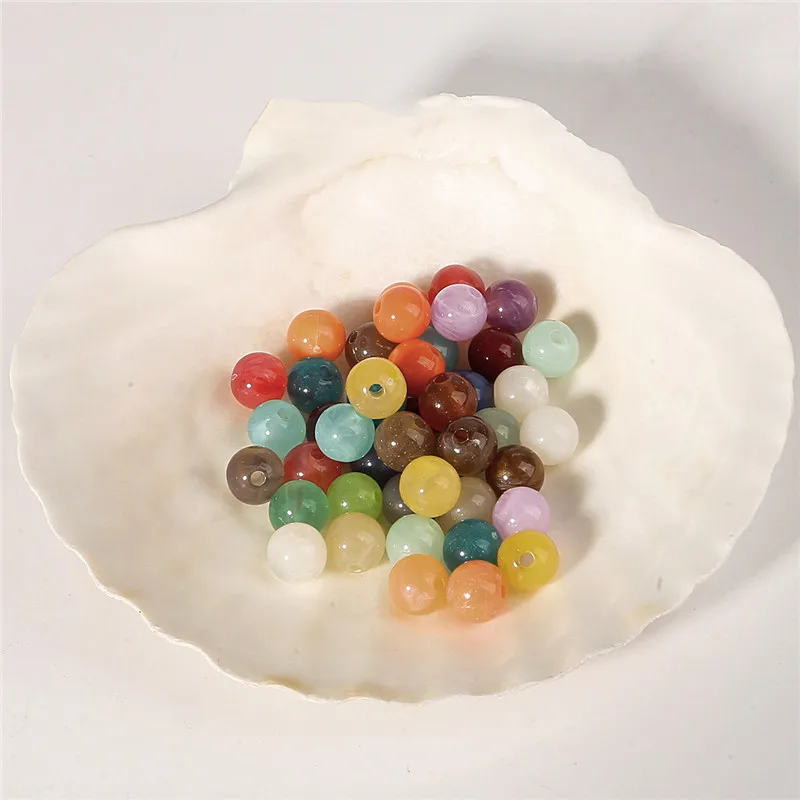 Wholesale 6mm 8mm 10mm Acrylic Clouds Beads Effect Round BEADS Spacer Loose Beads For Jewelry Making DIY Bracelet