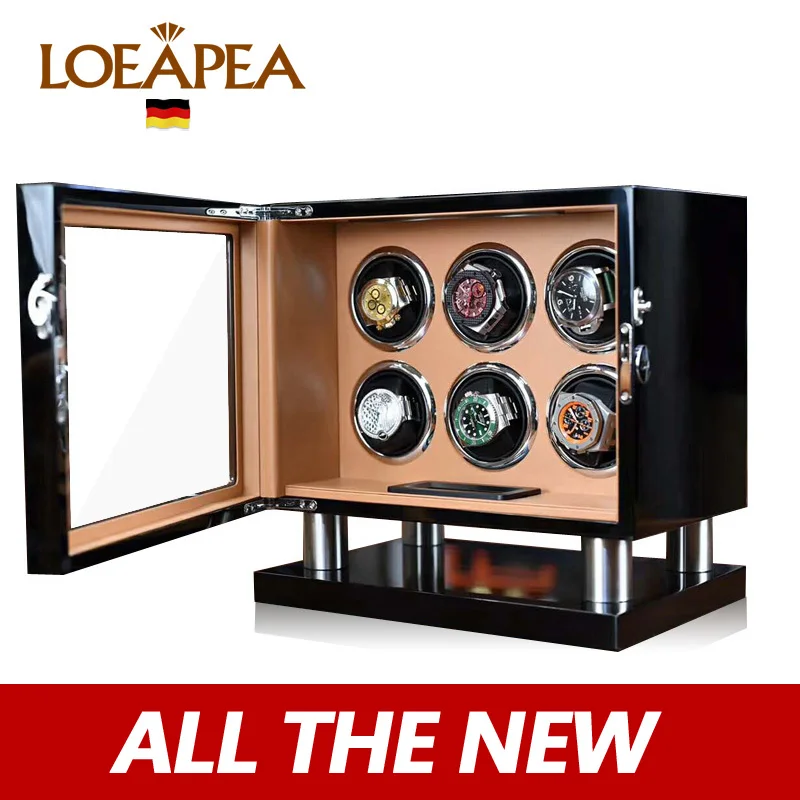 New Watch winder 6 automatic watch box Electric rotating box watch organizer/New LCD touch screen/High-end quality/Suprise gift