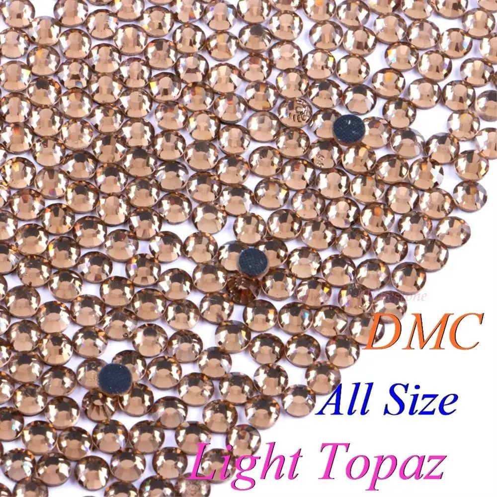 DMC светильник топаз SS6 SS10 SS16 SS20 SS30 стеклянные кристаллы стразы с горячей фиксацией