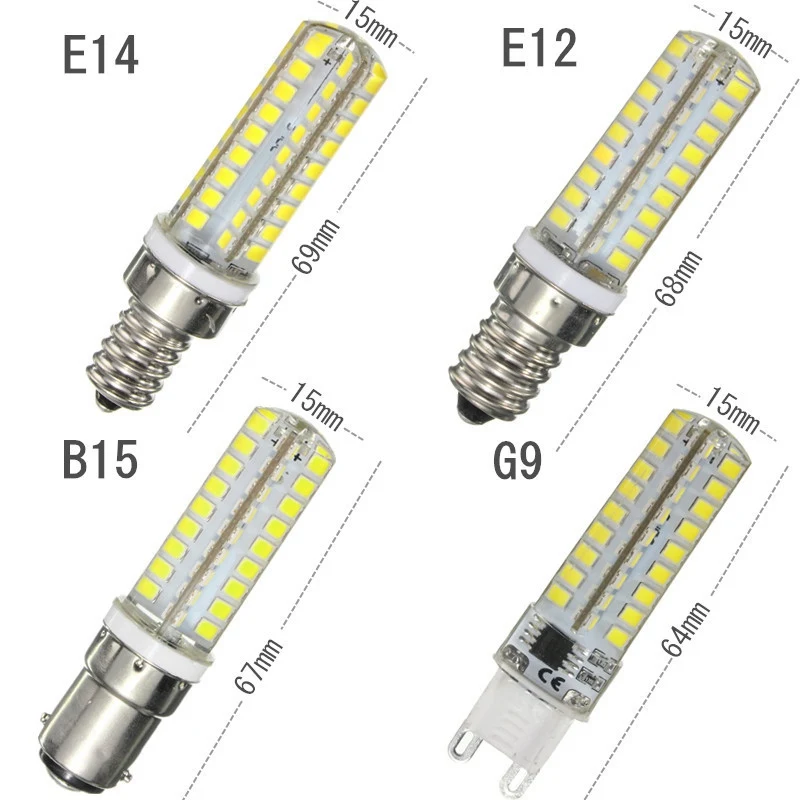 2835 SMD 72 Светодиодный лампа E14/E12/G9/B15 9 W затемнения светодиодный кукурузы лампочка 220 V Заменить Галогенные теплый натуральный чистый белый