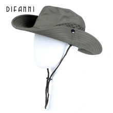 Difanni Летняя мужская и женская одноцветная шляпа-ведро со струной шляпа рыбака Военная Панама сафари boonie туристическая шляпа унисекс
