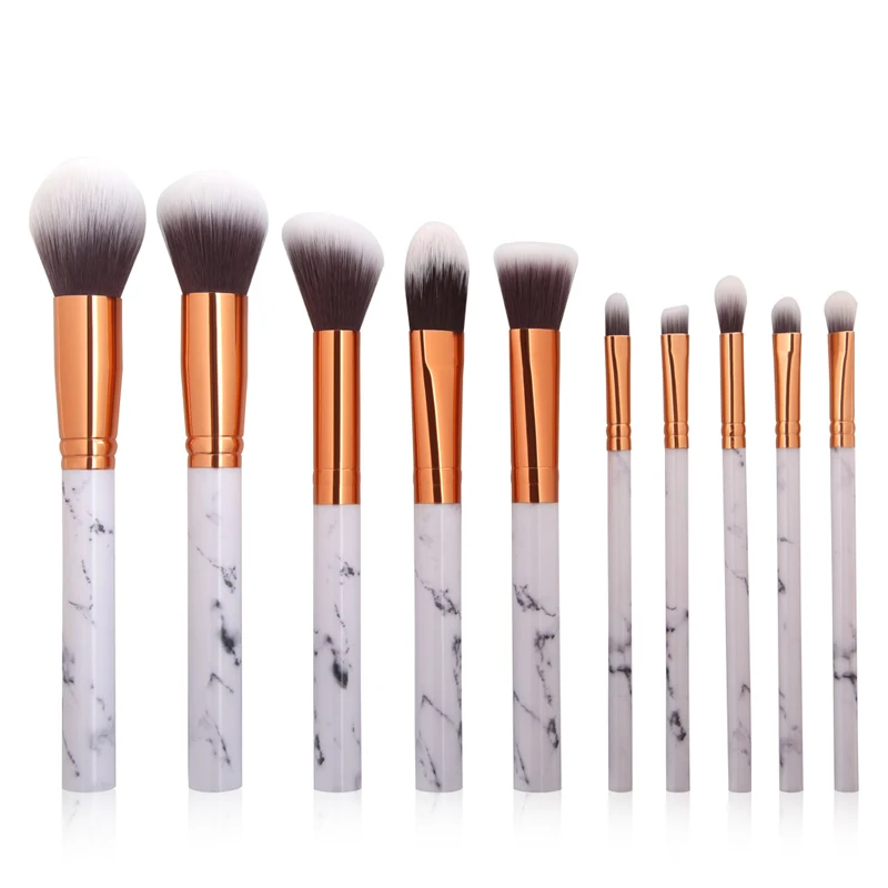 

10Pcs Marbling Makeup Brushes Set Powder Foundation Eyeshadow Cosmetic Tools Marble Texture Makeup Brush Eyes Concealer Brush