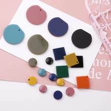 30pcs/lot color printing geometry rounds/square shape acrylic beads diy jewelry earrings/garments pendant accessory