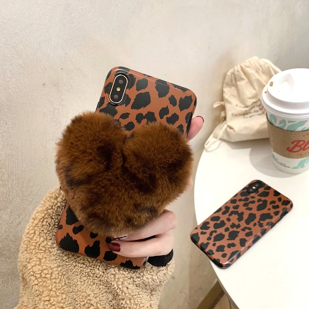 Luxury Leopard print Plush Silicone Phone Case For iphone X 6 6S 7 8 Plus Cases XR XS Max Soft Tpu Back Cover |