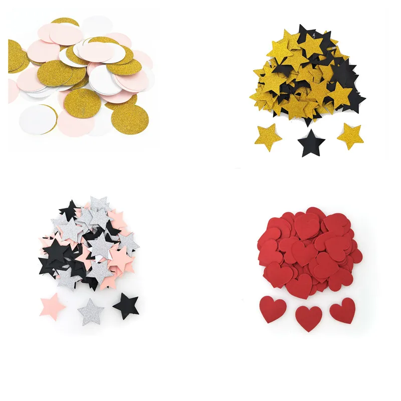 

100pcs Paper Heart Star Confetti Mariage Happy Birthday Wedding Party Decoration Babyshower Girl Boy Confettis De Table