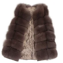 Maomaokong размера плюс для женщин натуральный мех жилеты натуральный Лисий мех куртки пальто