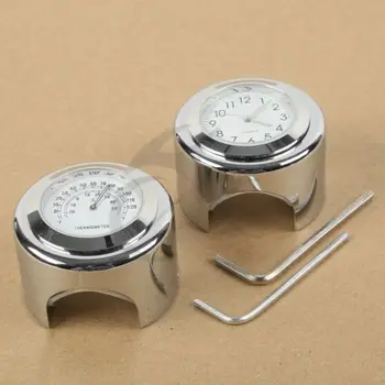 

7/8" 1" Motorcycle Handlebar Dial Clock Temp Thermometer For Harley HD Chopper