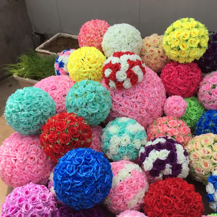 20cm Artificial Silk Roses Wholesale Red Color Rose Balls Wedding Party