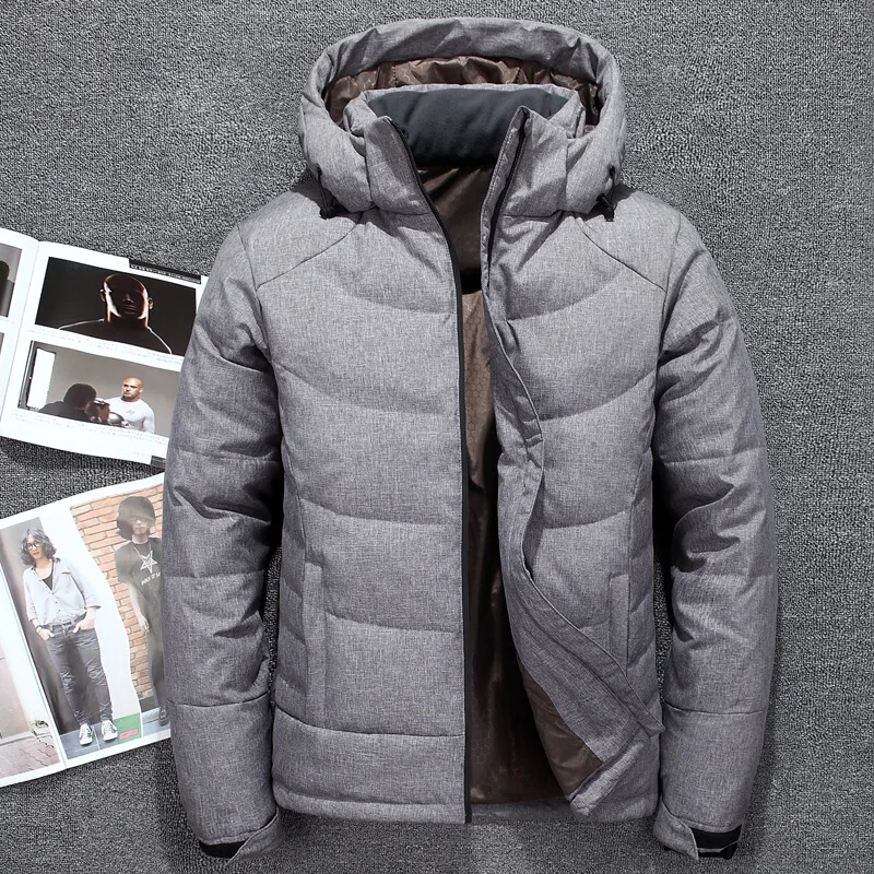 

b new Waterproof White Duck Down Jackets Men Warm Hooded Mens Winter Parkas Thick Men's Jackets Coat Casaco Masculino