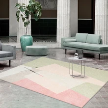 INS популярный розовый геометрический Коврик для гостиной, журнальный столик, тканый ковер, большой размер, нордический коврик для украшения пола