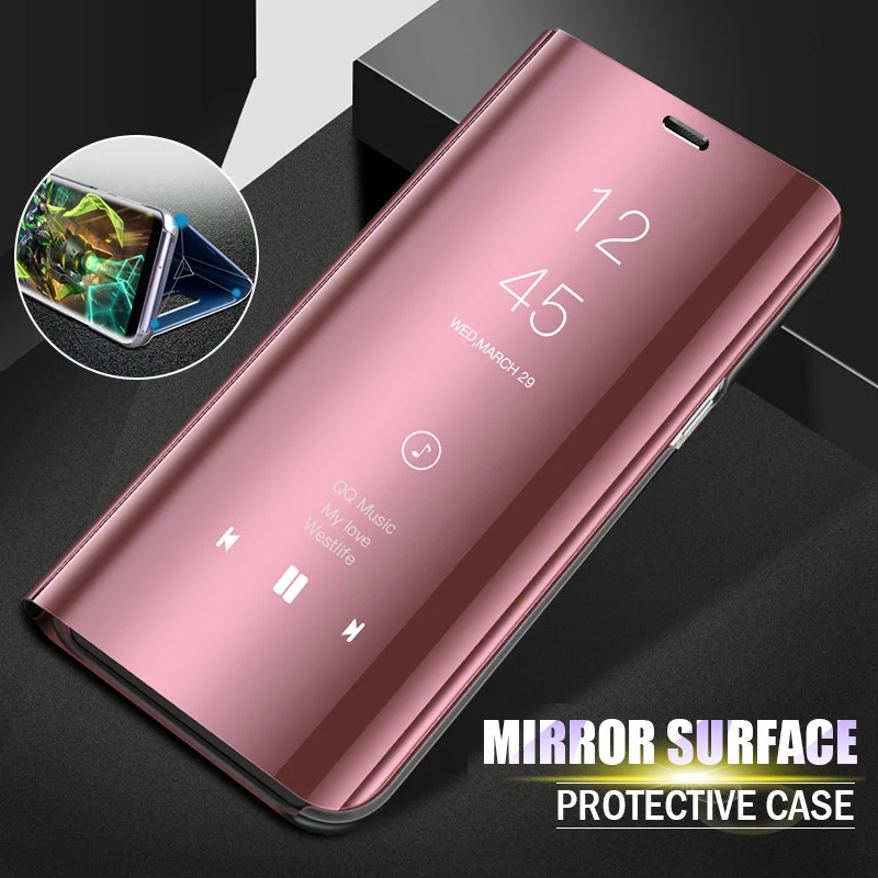 

Clear View Mirror Smart Case For Samsung Galaxy S6 S7 edge S10e S10 S9 S8 Plus Note 8 9 10 Plus Leather Flip Stand Cover