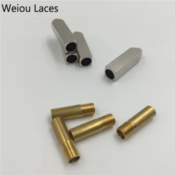 

Weiou 4pcs/1 Set 5*5*19mm Gold Silver Gunblack Metal Aglet Tips Replacement Repair Shoelaces Head Aglets Ends DIY Sneaker Kits