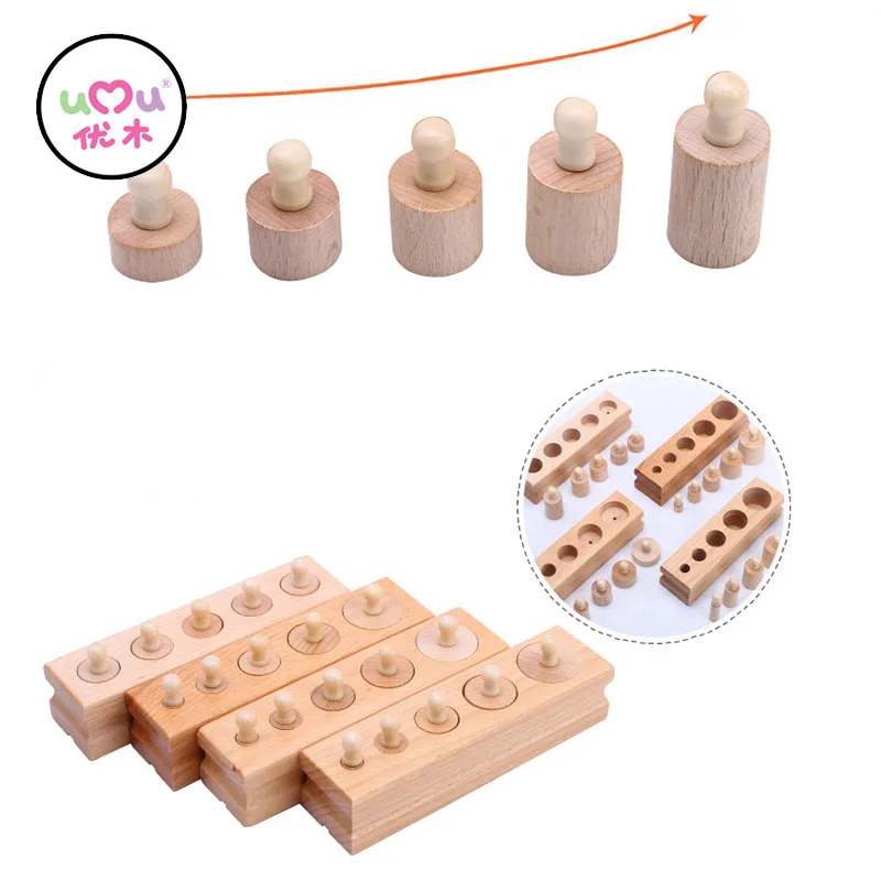 

Wooden Montessori Toys For Children Early Educational Montessori Math Toy Knobbed Cylinder Montessori Materials UA2764H