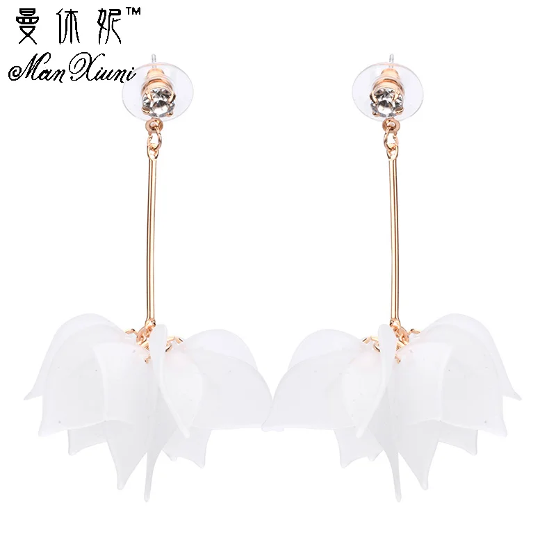 

Hot Big Hanging Earing Summer 2018 Fashion Women Wedding Jewelry Dangle Flower Leaf Bridal Large Statement Drop Earrings Pendant