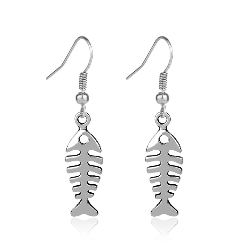

Cute Design Fish Bone Earring For Women Girl Metal Drop Earring